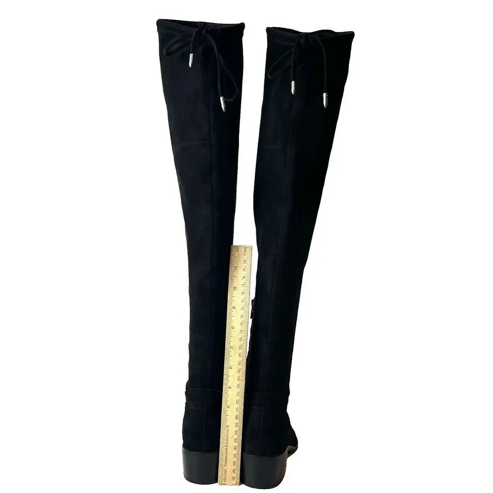 Dolce Vita Women's 6 Black Faux Suede Over The Knee Casual Boots Zip Up Low Heel